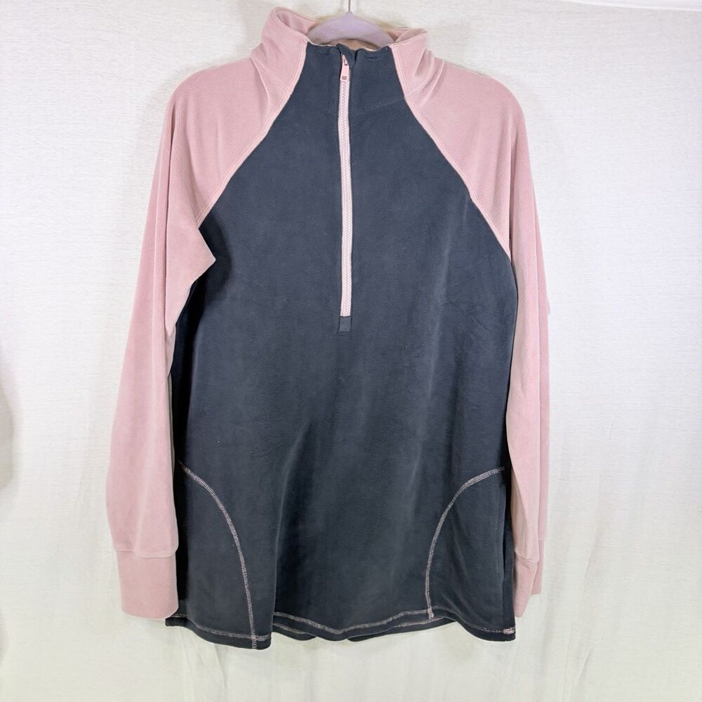 Latched Mama 1/4 Zip Performance Nursing Pullover Fleece Gray Pink XL